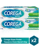 Corega Super Naneli Diş Protezi Yapıştırıcı Krem 2 x 40 G - 1