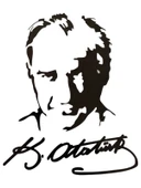 K.Atatürk Silüetli İmzalı Oto Sticker Siyah 19x15cm - 1