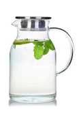Tilbe Home Borosilikat Cam Sürahi 1800ml Isıya Dayanıklı Metal Kapaklı Bitki Çayı Demliği Meşrubat Su Sürahisi - 2