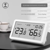 Manyetik Buzdolabı Termometre Higrometresi - Takvimli Alarm Saatli Ekstra Geniş Beyaz Ekranlı - 1