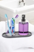 Tilbe Home 3 Adet Silikon Kaymaz Yağdanlık Altlığı Sabunluk Standı Sunum Tepsi Oval Çerezlik Stant 2 Bölmeli - 2