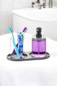 Tilbe Home 3 Adet Silikon Kaymaz Yağdanlık Altlığı Sabunluk Standı Sunum Tepsi Oval Çerezlik Stant 2 Bölmeli - 3
