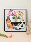 Çizgi Film Hayvan Dopamin Ayna Dekoratif Asma Tablo - Pet Donuts -1, 30x30cm, Erişilebilir Lüks Altın Alüminyum Alaşımlı Çerçeve - 2