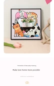 Çizgi Film Hayvan Dopamin Ayna Dekoratif Asma Tablo - Pet Donuts -1, 30x30cm, Erişilebilir Lüks Altın Alüminyum Alaşımlı Çerçeve - 7