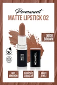 Permanent Matte Lipstick 02 Nude Brown  Uzun Süre Kalıcı - 2