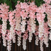 Simülasyon Dev Pembe Mor Salkım Çiçeği Uzun Dal - 2 Dallı - 5