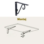 Raf Altı Metal Ayak Ferforje Siyah Raf Tutucu 150 x 230 mm (2 ADET) thumbnail 2