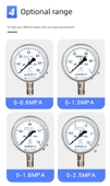 304 Paslanmaz Çelik Basınç Ölçer Y100 - 0-1.6mpa 16kg - 11