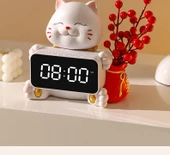 Şanslı Kedi Masa Saati - Beyaz, Kırmızı Meyveli, Huzur ve Neşe Çerçeveli 2 - 8