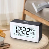 Dijital Higrometre Termometre - 519 Siyah Akıllı Arka Işıklı Üçlü Alarm - 1