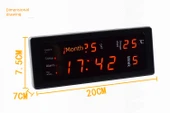 Dijital LED Takvimli Alarm Masa Saati - Gümüş Kırmızı Işık - 9