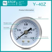 Y-40Z Aksiyal Basınç Ölçer - 0-0.4MPa M10 * 1 Diş - 2
