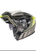 MTS M 966 SİYAH NEON YEŞİL ÇENE AÇILIR MOTOSİKLET KASK - 2