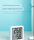 Elektronik Higrometre Termometre - Beyaz Geniş Ekran Somatosensor - 7