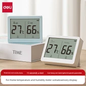 Dijital Termometre Higrometre - Beyaz - Şarj Edilebilir, Arkadan Aydınlatmalı Takvim LE504 - 2
