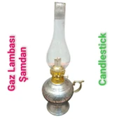 Bakır gaz lambası Şamdan Dekoratif Antik Bakır Osmanlı Gaz lambası Portatif Nostaljik Gaz Lambası Şamdan - 4