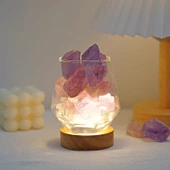 Kristal Cam Aromaterapi Kabı - Doğal Pembe Kristal 2-4cm 100g - 6