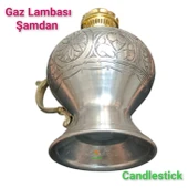 Bakır gaz lambası Şamdan Dekoratif Antik Bakır Osmanlı Gaz lambası Portatif Nostaljik Gaz Lambası Şamdan - 7