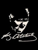 K.Atatürk Silüetli İmzalı Oto Sticker Beyaz 20x20cm BY2 - 1