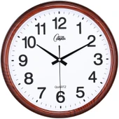 Oturma Odası Sessiz Duvar Saati - 38cm Ahşap Desenli Beyaz Kangba İpek - 6