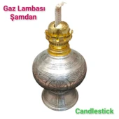 Bakır gaz lambası Şamdan Dekoratif Antik Bakır Osmanlı Gaz lambası Portatif Nostaljik Gaz Lambası Şamdan - 3