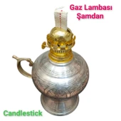 Bakır gaz lambası Şamdan Dekoratif Antik Bakır Osmanlı Gaz lambası Portatif Nostaljik Gaz Lambası Şamdan - 6