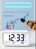 Düşmeye Dayanıklı Işıklı Şarj Edilebilir Alarm Saati - Pembe (7. Nesil Batarya Yükseltme) - 9