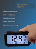 Düşmeye Dayanıklı Işıklı Şarj Edilebilir Alarm Saati - Siyah (7. Nesil Batarya Yükseltme) - 3