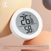 Yuvarlak Elektronik Higrometre - Duvar Stickerlı - Düşük Güç Uyarısı - 2