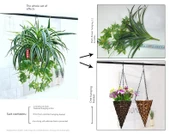 Büyük Yuvarlak Askılı Sepet Açık Kahve + 3 Demet Yapay Orkide thumbnail 10