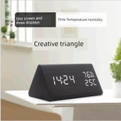 Akıllı Termometre - Şarjlı Şık Beyaz Üçgen - Alarmlı, Ses Kontrollü, Sıcaklık ve Nem thumbnail 3