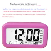 Düşmeye Dayanıklı Işıklı Şarj Edilebilir Alarm Saati - Pembe (7. Nesil Batarya Yükseltme) - 1