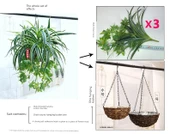 Büyük Yuvarlak Askılı Sepet Açık Kahve + 3 Demet Yapay Orkide thumbnail 11