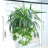 Büyük Yuvarlak Askılı Sepet Açık Kahve + 3 Demet Yapay Orkide thumbnail 1