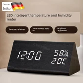 Akıllı Termometre - Şarjlı Şık Beyaz Üçgen - Alarmlı, Ses Kontrollü, Sıcaklık ve Nem thumbnail 2