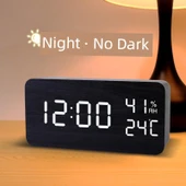 Akıllı Termometre - Şarjlı Şık Beyaz Üçgen - Alarmlı, Ses Kontrollü, Sıcaklık ve Nem thumbnail 4