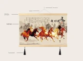 Atlar Kanvas Tablo - Feng Shui - 32x42 cm - Sekiz At 03-1 - 10
