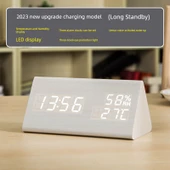 Akıllı Termometre - Şarjlı Şık Beyaz Üçgen - Alarmlı, Ses Kontrollü, Sıcaklık ve Nem thumbnail 1