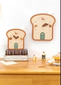 Tost Tasarımlı Küçük Masa Saati - İmzalı Kedi + Tost Kedi + Pişiren Kedi + Ekmek Sepeti - 7
