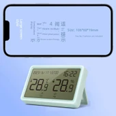 Dijital Termometre Higrometre - Geniş Ekran Yüksek Hassasiyetli Alarm Mavi - 1