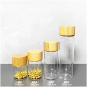 Bambu Kapaklı Cam Saklama Şişesi - 15ml + 20ml + 30ml Set - 7