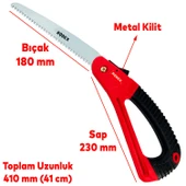 Budama Testeresi 180 mm Metal Kilitli Çelik Düz Ağaç Dal Bağ El Testeresi Açılıp Kapanır - 2