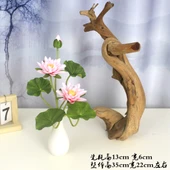 Yapay Lotus Çiçeği Aranjmanı - İki Lotus Plastik Saksıda 2 Turuncu Demet - 3