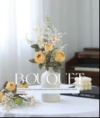 Vazoda Yapay Küçük Papatya ve Gül Buketi - 2 Demet Şarap Kırmızısı + Geniş Ağızlı Vazo - 8