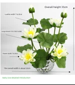 Yapay Lotus Çiçeği Aranjmanı - İki Lotus Plastik Saksıda 2 Turuncu Demet - 9