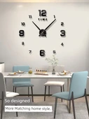 3D Kendin Yap Duvar Saati - Altın Mini Saniyeli 40x40CM - 6