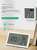 Dijital Termometre ve Higrometre - Saatli Büyük Ekran 5 Kancalı thumbnail 2