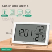 Dijital Termometre ve Higrometre - Saatli Büyük Ekran 5 Kancalı thumbnail 1