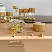 Mini Cam Saklama Şişesi 30ml Bambu Kapaklı - 3 Etiketli - 10