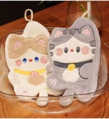 Şanslı Kedi El Havlusu - Kart Rengi - Çift Katmanlı - Hızlı Su Emici - 30x4x20 cm - 11